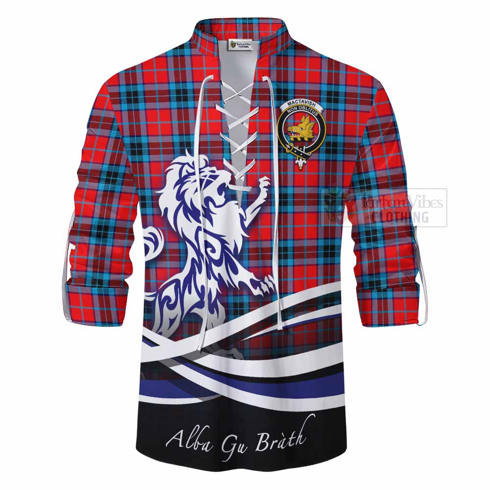 Tartan Vibes Clothing MacTavish (McTavish) Tartan Ghillie Kilt Shirt with Alba Gu Brath Regal Lion Emblem