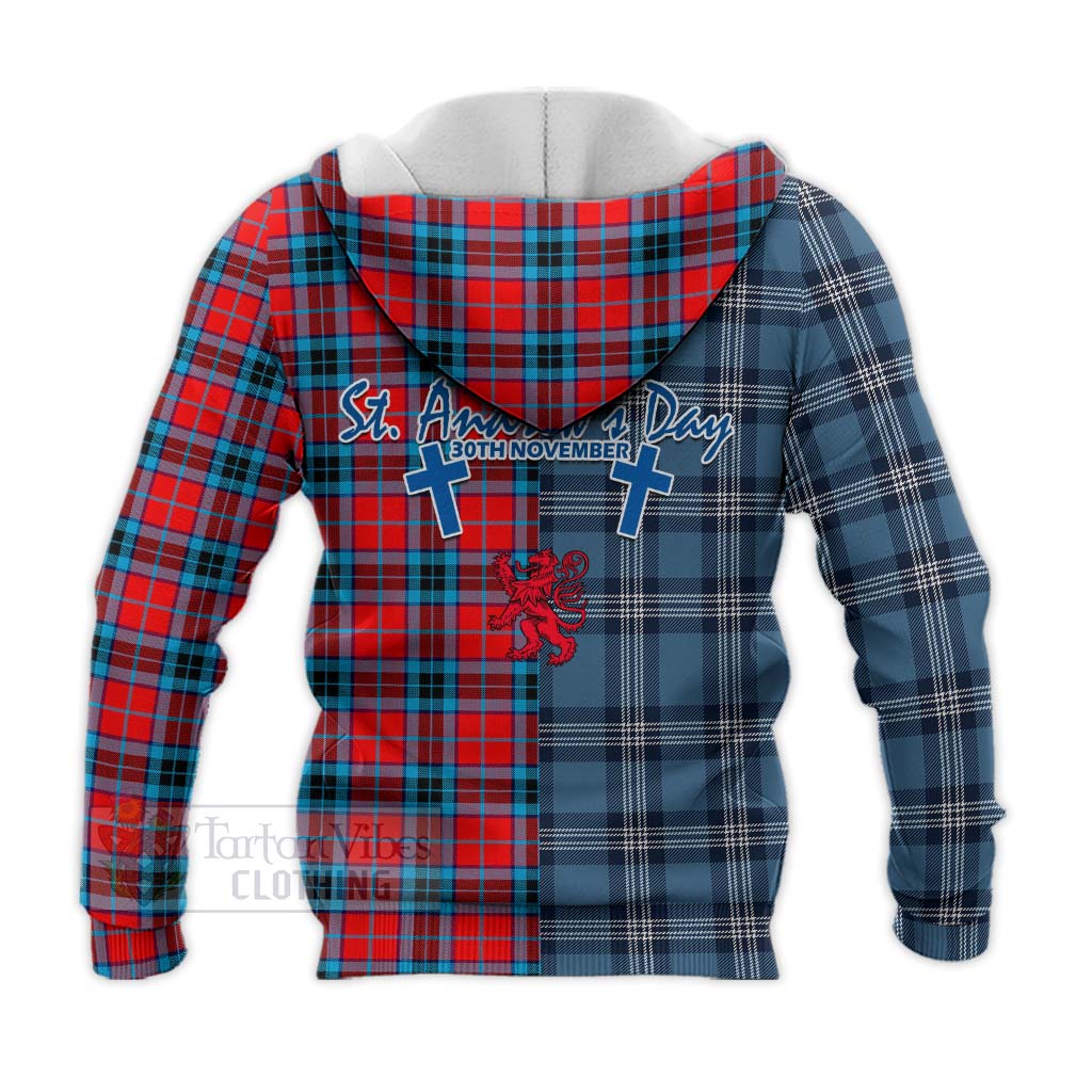 Tartan Vibes Clothing MacTavish (McTavish) Tartan Knitted Hoodie Happy St. Andrew's Day Half Tartan Style