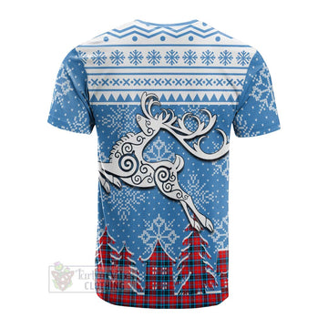 MacTavish (McTavish) Clan Christmas Cotton T-shirt Celtic Reindeer Style