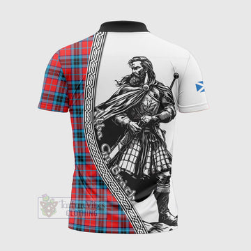 MacTavish (McTavish) Tartan Clan Crest Zipper Polo Shirt with Highlander Warrior Celtic Style