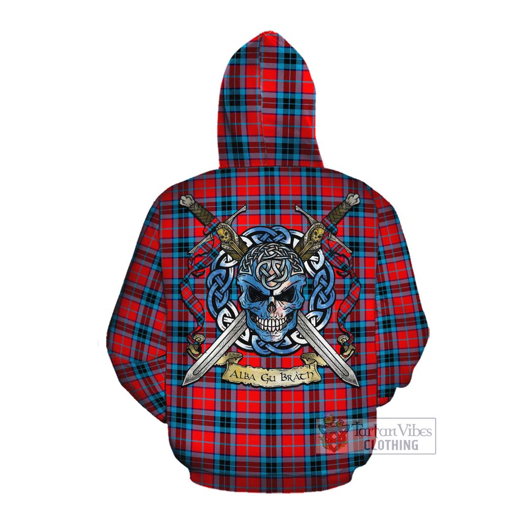 Tartan Vibes Clothing MacTavish (McTavish) Tartan Cotton Hoodie with Family Crest Celtic Skull Style