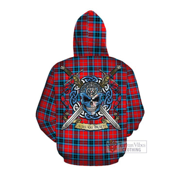 MacTavish (McTavish) Tartan Cotton Hoodie with Family Crest Celtic Skull Style