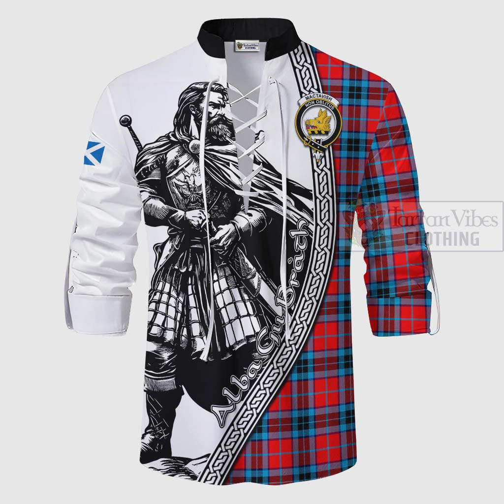 Tartan Vibes Clothing MacTavish (McTavish) Tartan Clan Crest Ghillie Kilt Shirt with Highlander Warrior Celtic Style