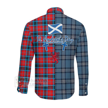 MacTavish (McTavish) Tartan Long Sleeve Button Shirt Happy St. Andrew's Day Half Tartan Style