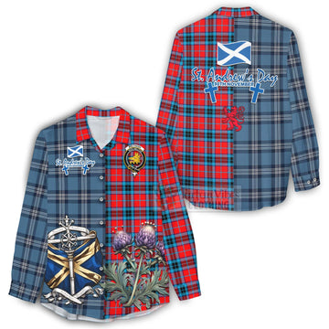 MacTavish (McTavish) Tartan Women's Casual Shirt Happy St. Andrew's Day Half Tartan Style