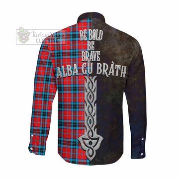 MacTavish (McTavish) Tartan Family Crest Long Sleeve Button Shirt Alba Gu Brath Be Brave Lion Ancient Style Men's Shirt - Tartan Vibes Clothing