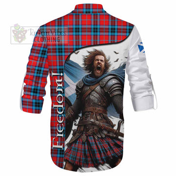 MacTavish (McTavish) Crest Tartan Ghillie Kilt Shirt Inspired by the Freedom of Scottish Warrior