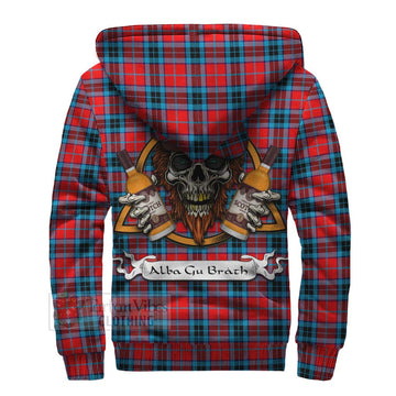 MacTavish (McTavish) Tartan Sherpa Hoodie with Family Crest and Bearded Skull Holding Bottles of Whiskey