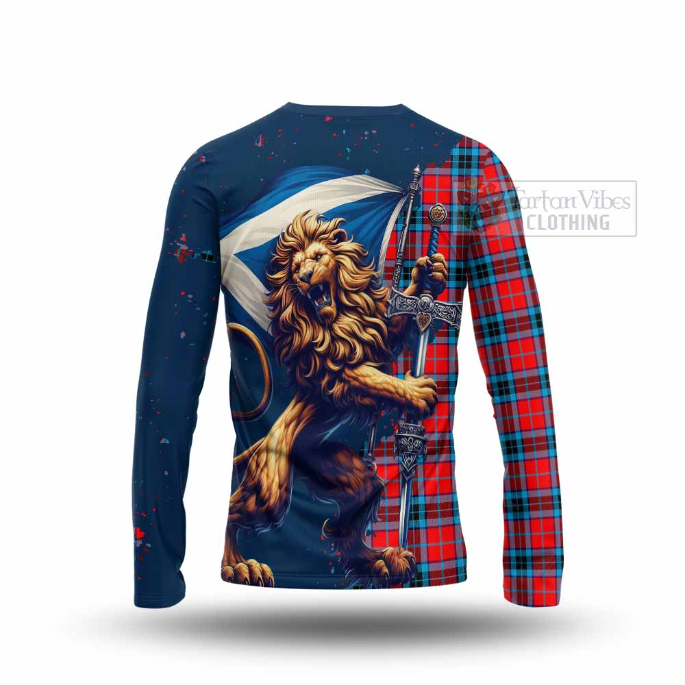 Tartan Vibes Clothing MacTavish (McTavish) Tartan Family Crest Long Sleeve T-Shirt with Scottish Majestic Lion