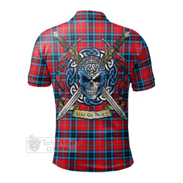 MacTavish (McTavish) Tartan Polo Shirt with Family Crest Celtic Skull Style