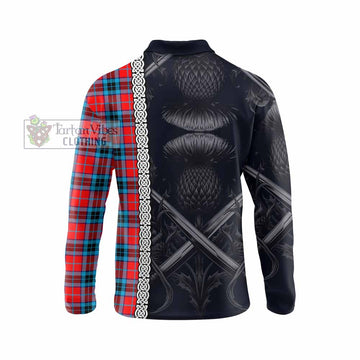 MacTavish (McTavish) Tartan Long Sleeve Polo Shirt with Family Crest Cross Sword Thistle Celtic Vibes