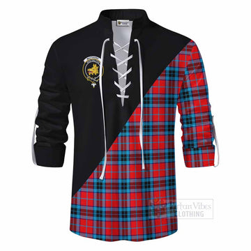 MacTavish (McTavish) Tartan Ghillie Kilt Shirt with Family Crest and Military Logo Style