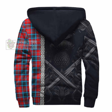 MacTavish (McTavish) Tartan Sherpa Hoodie with Family Crest Cross Sword Thistle Celtic Vibes