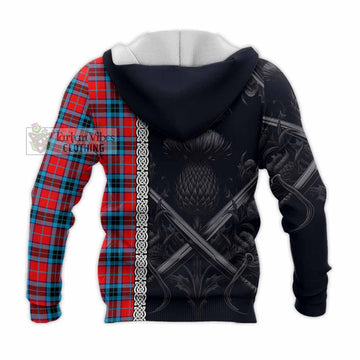 MacTavish (McTavish) Tartan Knitted Hoodie with Family Crest Cross Sword Thistle Celtic Vibes