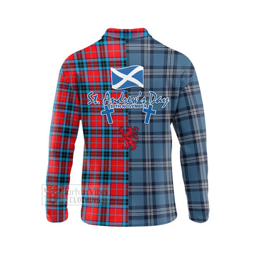 MacTavish (McTavish) Tartan Long Sleeve Polo Shirt Happy St. Andrew's Day Half Tartan Style