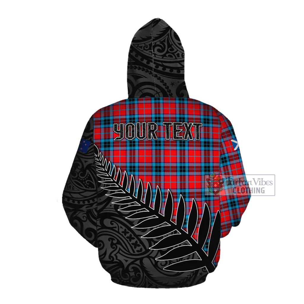 Tartan Vibes Clothing MacTavish (McTavish) Crest Tartan Cotton Hoodie with New Zealand Silver Fern Half Style