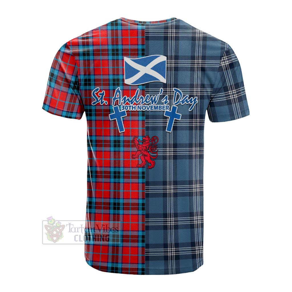 Tartan Vibes Clothing MacTavish (McTavish) Tartan Cotton T-shirt Happy St. Andrew's Day Half Tartan Style