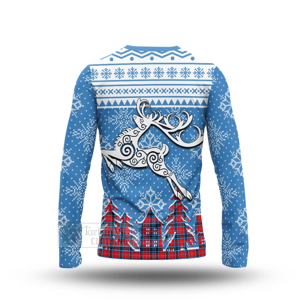 Tartan Vibes Clothing MacTavish (McTavish) Clan Christmas Long Sleeve T-Shirt Celtic Reindeer Style