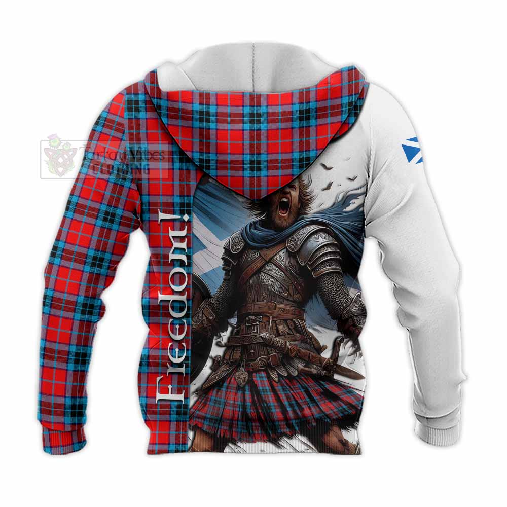 Tartan Vibes Clothing MacTavish (McTavish) Crest Tartan Knitted Hoodie Inspired by the Freedom of Scottish Warrior