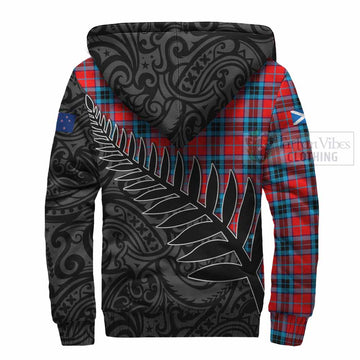 MacTavish (McTavish) Crest Tartan Sherpa Hoodie with New Zealand Silver Fern Half Style