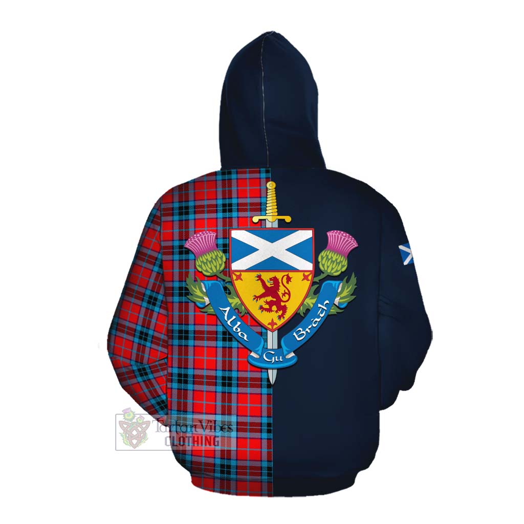 Tartan Vibes Clothing MacTavish (McTavish) Tartan Cotton Hoodie Alba with Scottish Lion Royal Arm Half Style