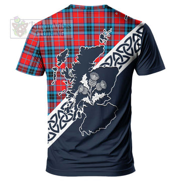 MacTavish (McTavish) Tartan T-Shirt Featuring Thistle and Scotland Map