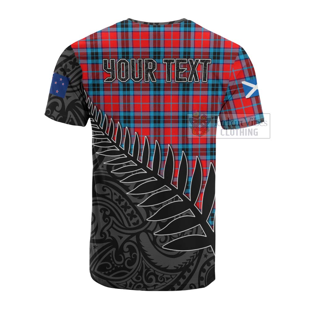 Tartan Vibes Clothing MacTavish (McTavish) Crest Tartan Cotton T-shirt with New Zealand Silver Fern Half Style