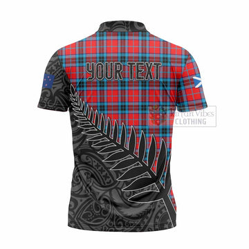 MacTavish (McTavish) Crest Tartan Zipper Polo Shirt with New Zealand Silver Fern Half Style