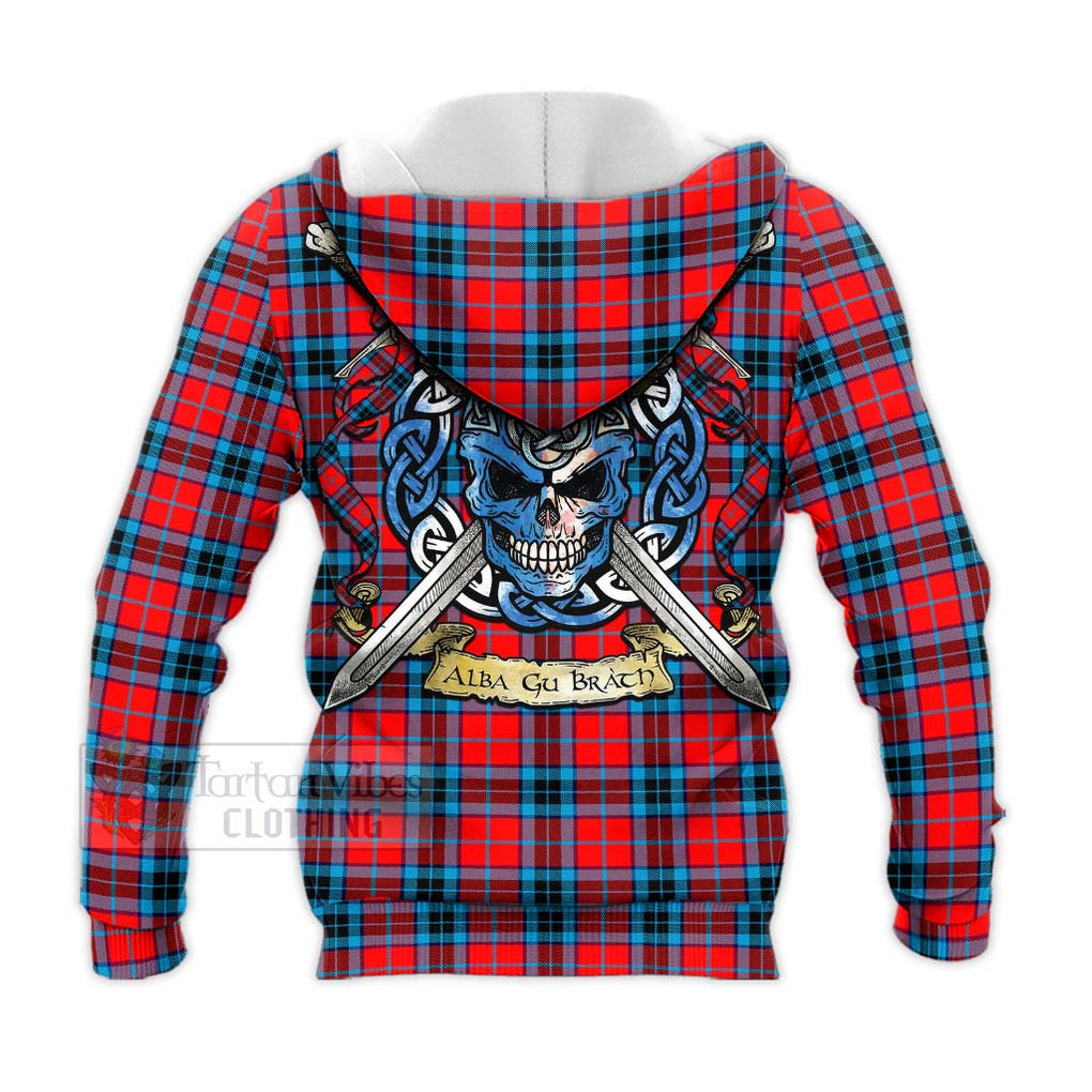 Tartan Vibes Clothing MacTavish (McTavish) Tartan Knitted Hoodie with Family Crest Celtic Skull Style