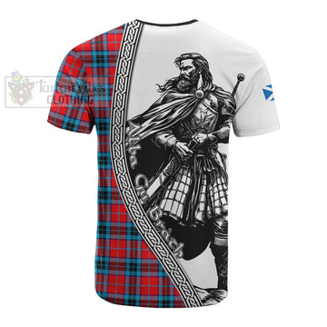 MacTavish (McTavish) Tartan Clan Crest Cotton T-shirt with Highlander Warrior Celtic Style