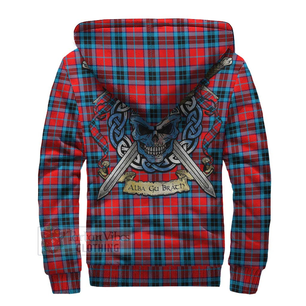 Tartan Vibes Clothing MacTavish (McTavish) Tartan Sherpa Hoodie with Family Crest Celtic Skull Style