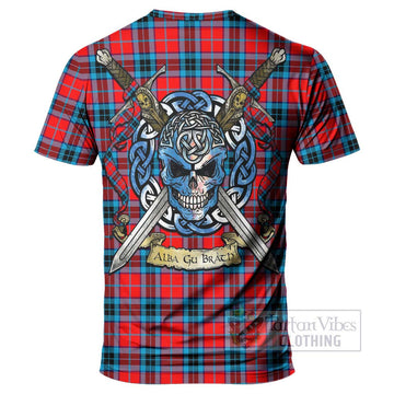 MacTavish (McTavish) Tartan T-Shirt with Family Crest Celtic Skull Style