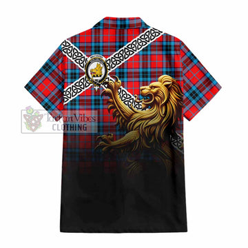 MacTavish (McTavish) Crest Tartan Hawaiian Shirt with Golden Lion Emblem Celtic Style - Tartan Vibes Clothing