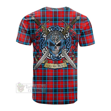 MacTavish (McTavish) Tartan Cotton T-shirt with Family Crest Celtic Skull Style