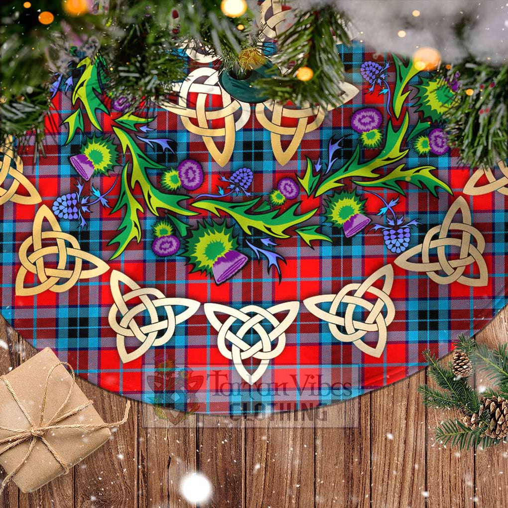 Tartan Vibes Clothing MacTavish (McTavish) Tartan Christmas Tree Skirt with Thistle Celtic Knot Style