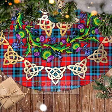 MacTavish (McTavish) Tartan Christmas Tree Skirt with Thistle Celtic Knot Style