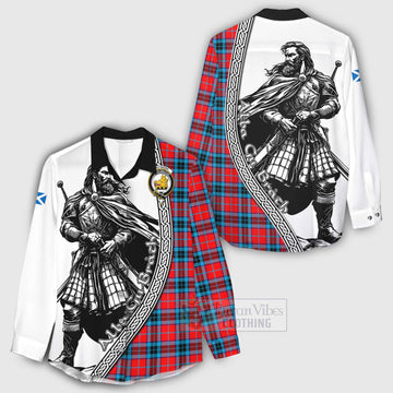 MacTavish (McTavish) Tartan Clan Crest Women's Casual Shirt with Highlander Warrior Celtic Style