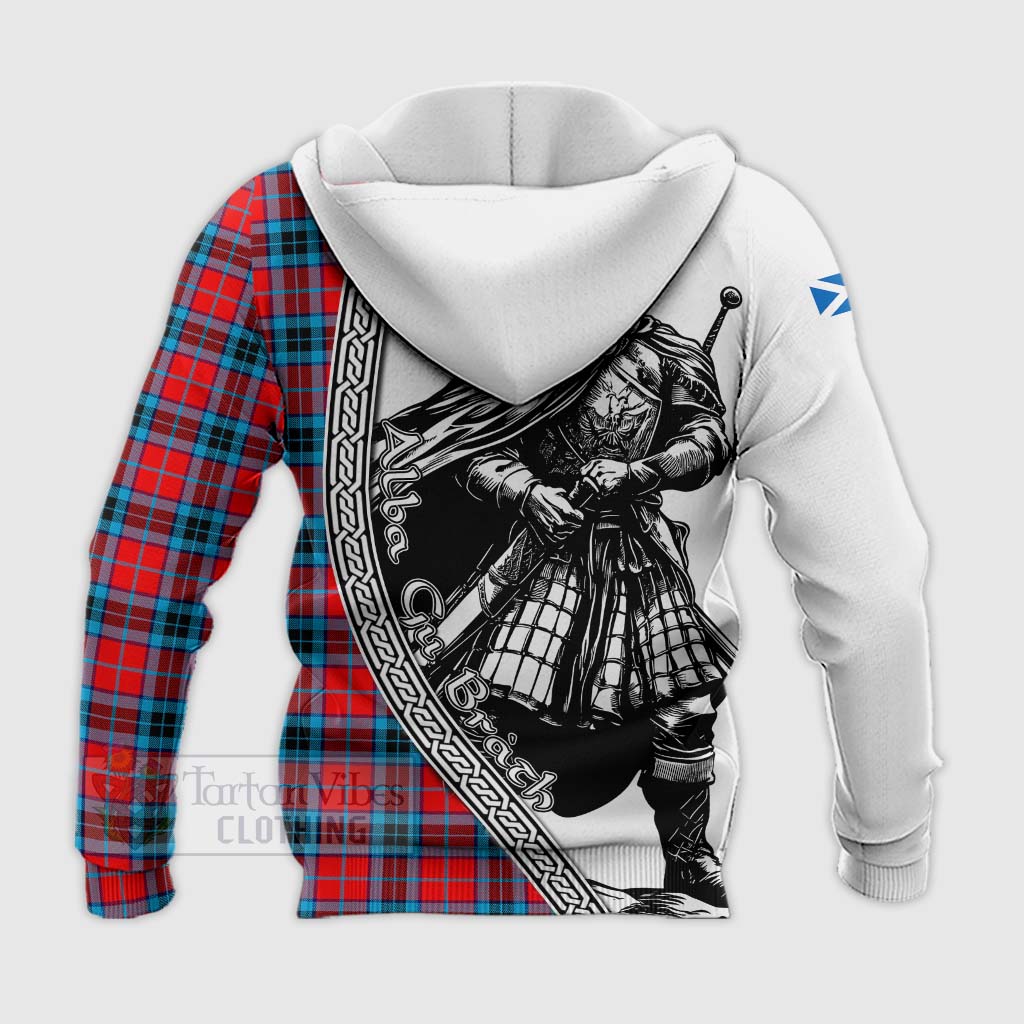 Tartan Vibes Clothing MacTavish (McTavish) Tartan Clan Crest Knitted Hoodie with Highlander Warrior Celtic Style