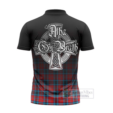 MacTavish (McTavish) Tartan Zipper Polo Shirt Featuring Alba Gu Brath Family Crest Celtic Inspired