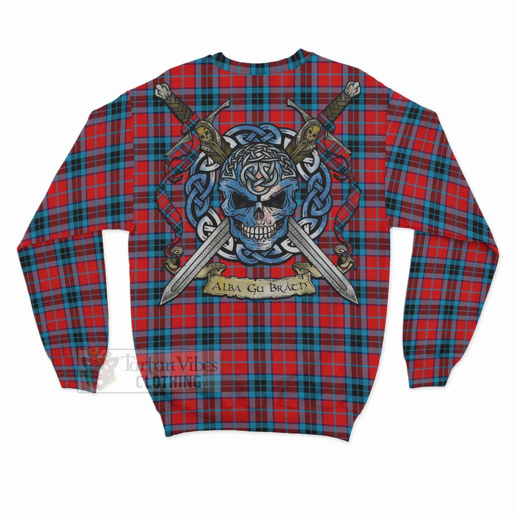 Tartan Vibes Clothing MacTavish (McTavish) Tartan Sweatshirt with Family Crest Celtic Skull Style