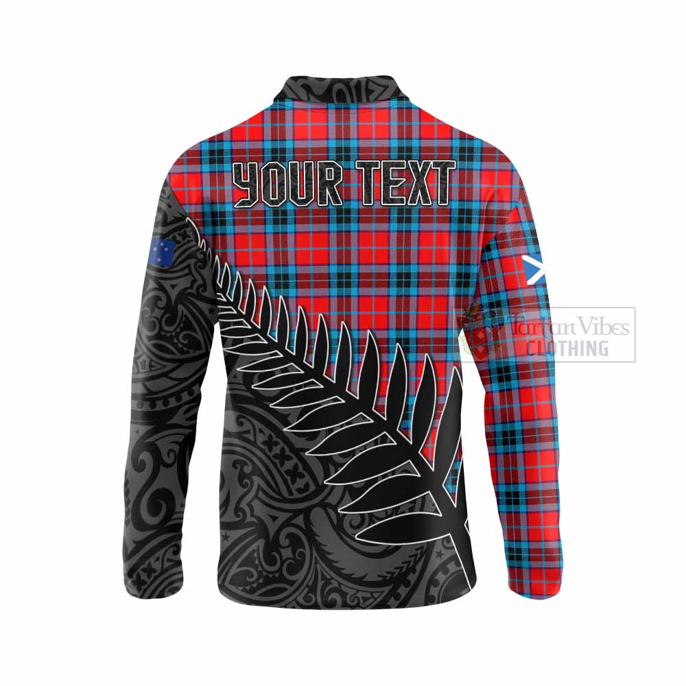 Tartan Vibes Clothing MacTavish (McTavish) Crest Tartan Long Sleeve Polo Shirt with New Zealand Silver Fern Half Style