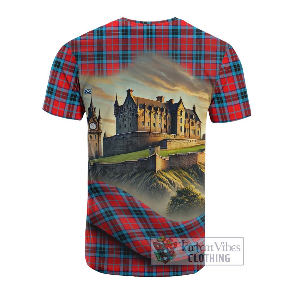 MacTavish (McTavish) Tartan Family Crest Cotton T-shirt with Scottish Ancient Castle Style - Tartan Vibes Clothing