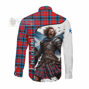 MacTavish (McTavish) Crest Tartan Long Sleeve Button Shirt Inspired by the Freedom of Scottish Warrior