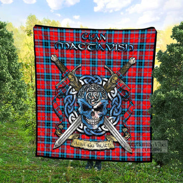 MacTavish (McTavish) Tartan Quilt with Celtic Skull Alba Gu Brath Style