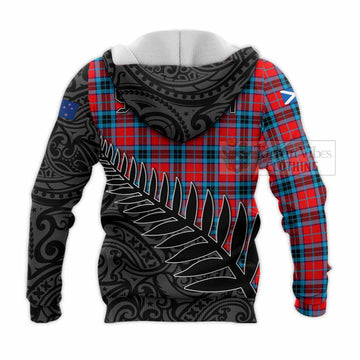 MacTavish (McTavish) Crest Tartan Knitted Hoodie with New Zealand Silver Fern Half Style