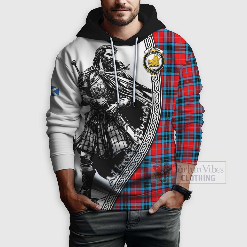 Tartan Vibes Clothing MacTavish (McTavish) Tartan Clan Crest Hoodie with Highlander Warrior Celtic Style