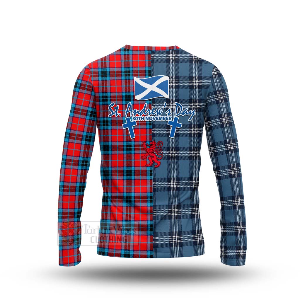 Tartan Vibes Clothing MacTavish (McTavish) Tartan Long Sleeve T-Shirt Happy St. Andrew's Day Half Tartan Style