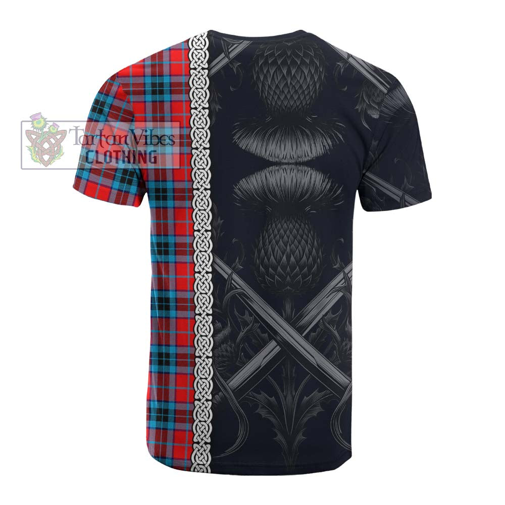 Tartan Vibes Clothing MacTavish (McTavish) Tartan Cotton T-shirt with Family Crest Cross Sword Thistle Celtic Vibes