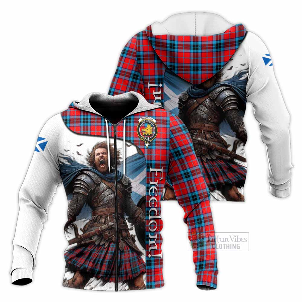 Tartan Vibes Clothing MacTavish (McTavish) Crest Tartan Knitted Hoodie Inspired by the Freedom of Scottish Warrior