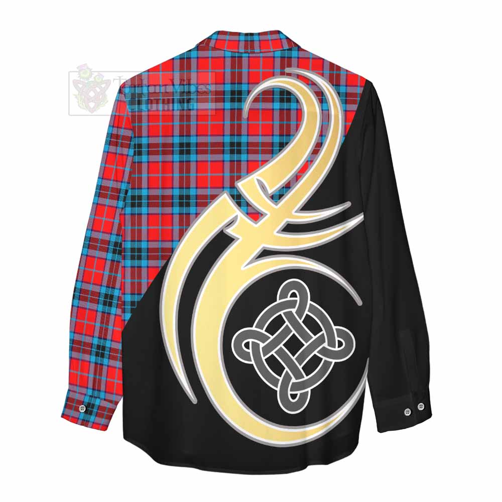 Tartan Vibes Clothing MacTavish (McTavish) Tartan Women's Casual Shirt with Family Crest and Celtic Symbol Style